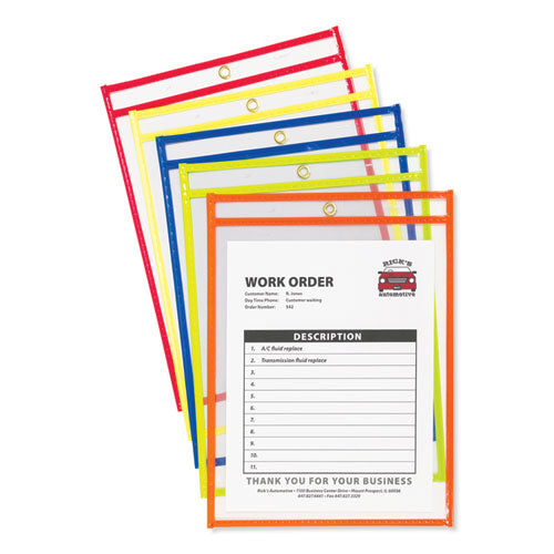 Stitched Shop Ticket Holders, Neon, Assorted 5 Colors, 75", 9 X 12, 10/pack