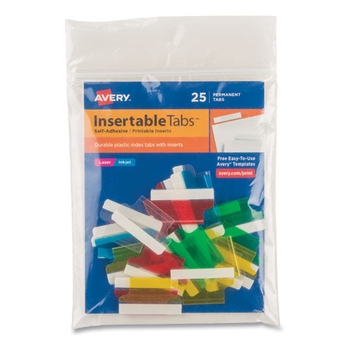 Insertable Index Tabs With Printable Inserts, 1/5-cut, Assorted Colors, 1" Wide, 25/pack