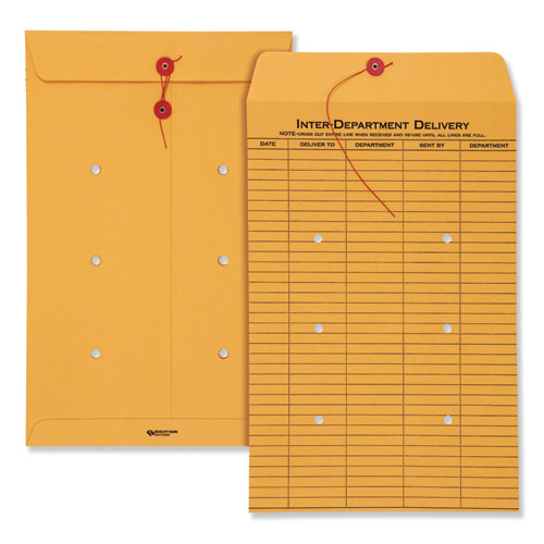 Brown Kraft String/button Interoffice Envelope, #98, One-sided Five-column Format, 31-entries, 10 X 15, Brown Kraft, 100/ct