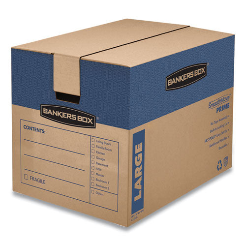 Smoothmove Prime Moving/storage Boxes, Hinged Lid, Regular Slotted Container (rsc), 18" X 24" X 18", Brown/blue, 6/carton
