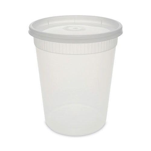Newspring Delitainer Microwavable Container, 32 Oz, 4 .55 Diameter X 5.55 H, Clear, Plastic, 240/carton
