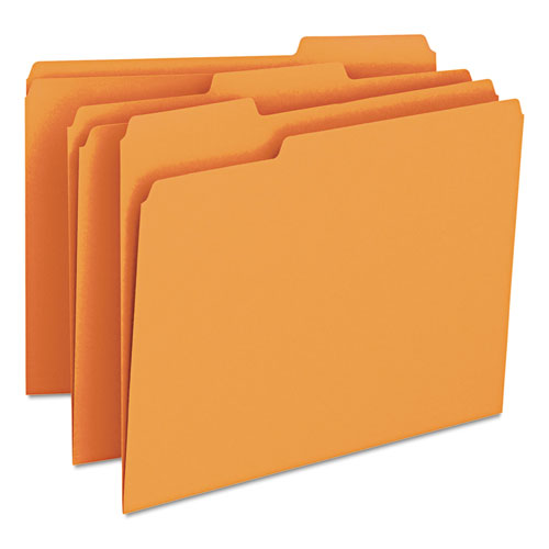 Colored File Folders, 1/3-cut Tabs: Assorted, Letter Size, 0.75" Expansion, Orange, 100/box