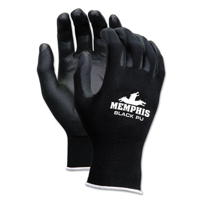 Economy Pu Coated Work Gloves, Black, X-small, Dozen