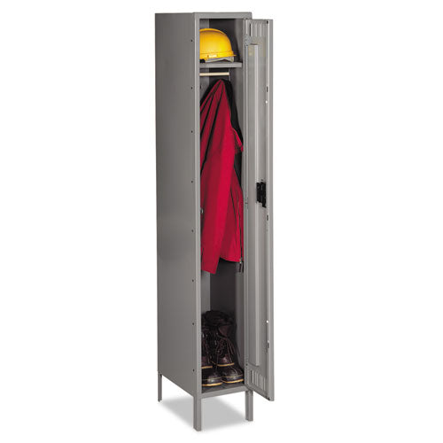 Single-tier Locker With Legs, One Locker With Hat Shelf And Coat Rod, 12w X 18d X 78h, Medium Gray