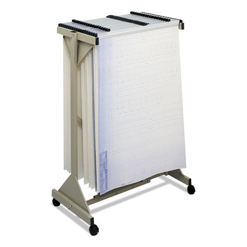 Mobile Plan Center Sheet Rack, 18 Hanging Clamps, 43.75w X 20.5d X 51h, Sand