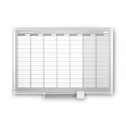 Magnetic Dry Erase Calendar Board, Weekly Calendar, 36 X 24, White Surface, Silver Aluminum Frame