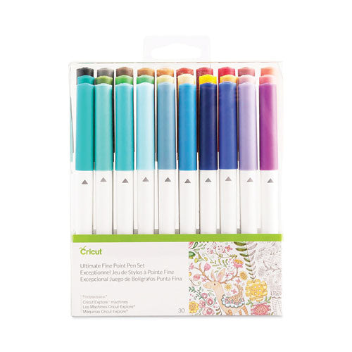 Ultimate Fine Point Porous Point Pens, Stick, Fine 0.4 Mm, Assorted Ink Colors, White Barrel, 30/set