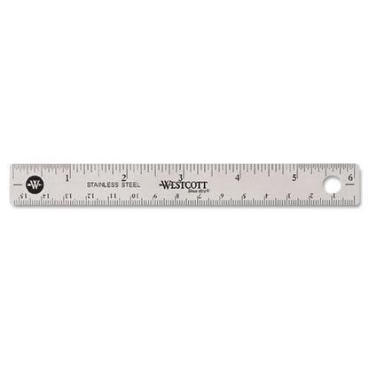 Stainless Steel Office Ruler With Non Slip Cork Base, Standard/metric, 6" Long