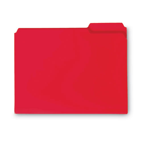 Top Tab Poly Colored File Folders, 1/3-cut Tabs: Assorted, Letter Size, 0.75" Expansion, Red, 24/box