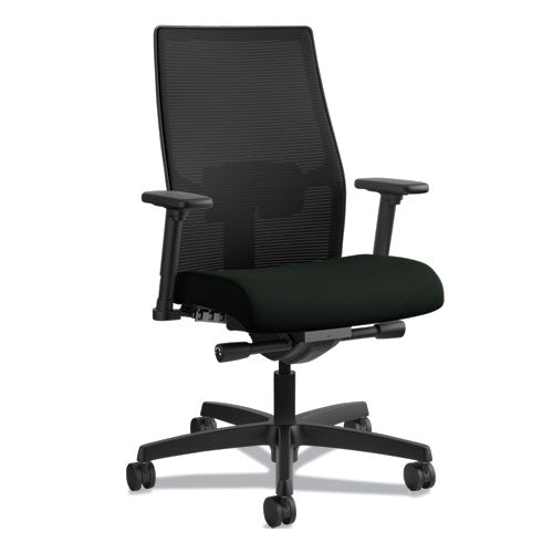 Ignition 2.0 4-way Stretch Mid-back Mesh Task Chair, Adjustable Lumbar Support, Black Seat/back, Black Base