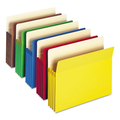 Colored File Pockets, 3.5" Expansion, Letter Size, Assorted Colors, 25/box