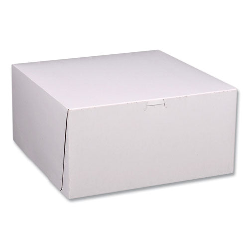 White One-piece Non-window Bakery Boxes, Standard, 12 X 12 X 6, White/kraft, Paper, 50/bundle