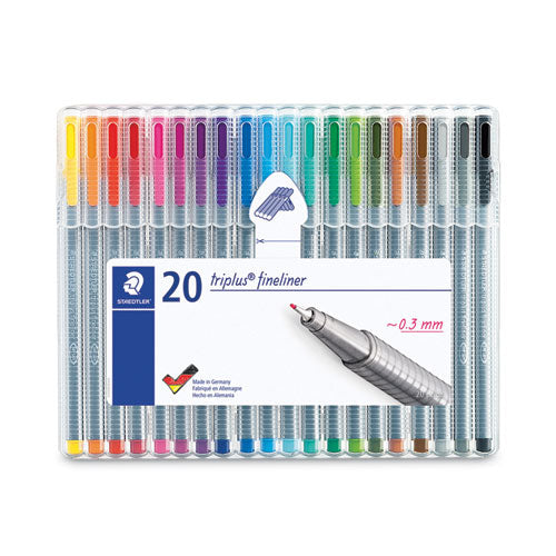 Triplus Fineliner Porous Point Pen, Stick, Extra-fine 0.3 Mm, Assorted Ink And Barrel Colors, 20/pack