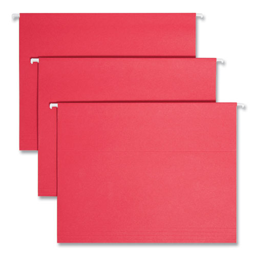 Colored Hanging File Folders With 1/5 Cut Tabs, Letter Size, 1/5-cut Tabs, Red, 25/box