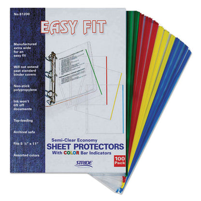 Easyfit Sheet Protectors, 8.5 X 11, Portrait, Assorted Colors, 100/box