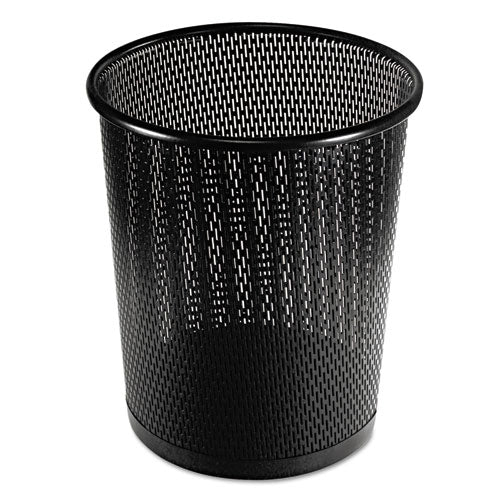 Urban Collection Punched Metal Wastebin, 20.24 Oz, Perforated Steel, Black