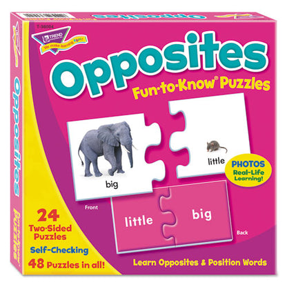 Fun To Know Puzzles, Opposites, Ages 3 And Up, 24 Puzzles