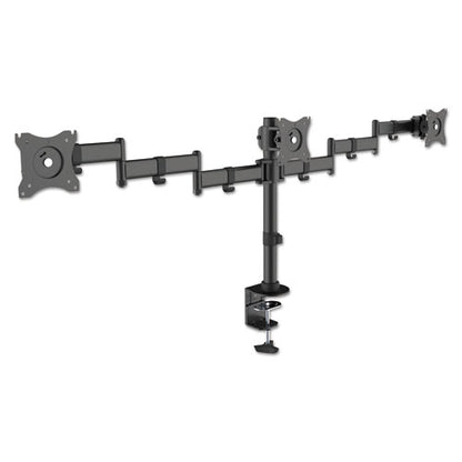 Articulating Triple Monitor Arms, For 13" To 27" Monitors, 360 Deg Rotation, 45 Deg Tilt, 180 Deg Pan, Black, Supports 18 Lb