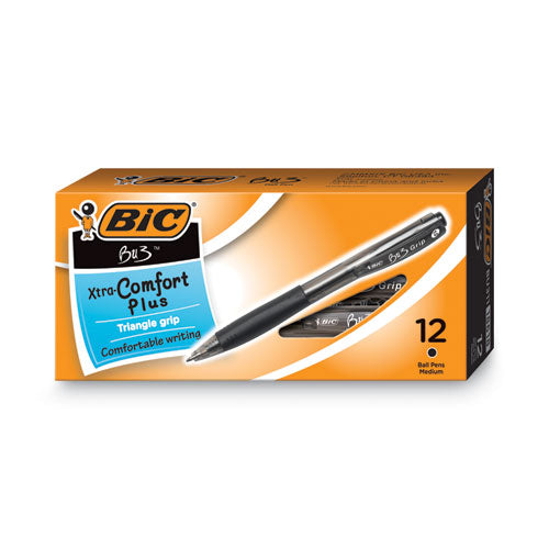 Bu3 Ballpoint Pen, Retractable, Bold 1 Mm, Black Ink, Smoke/black Barrel, Dozen