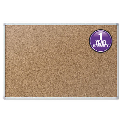 Cork Bulletin Board, 36 X 24, Tan Surface, Silver Aluminum Frame