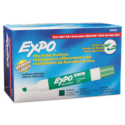 Low-odor Dry-erase Marker, Broad Chisel Tip, Green, Dozen