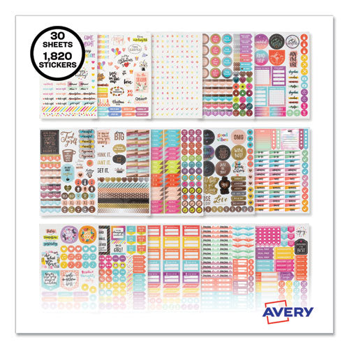 Planner Sticker Variety Pack For Moms, Budget, Family, Fitness, Holiday, Work, Assorted Colors, 1,820/pack