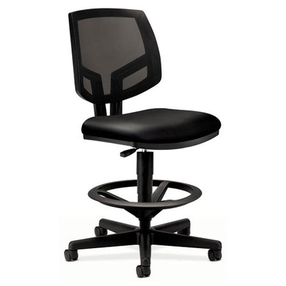 Volt Series Mesh Back Adjustable Leather Task Stool, Supports Up To 250 Lb, 22.88" To 32.38" Seat Height, Black