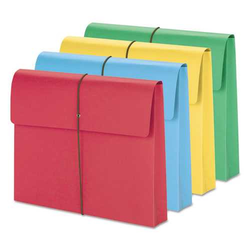 Expanding Wallet With Elastic Cord, 2" Expansion, 1 Section, Elastic Cord Closure, Letter Size, Assorted Colors, 50/box