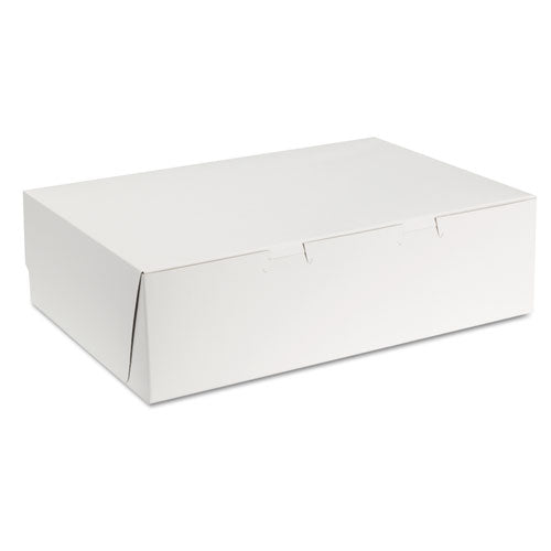 White One-piece Non-window Bakery Boxes, 1/4-sheet Cake Box, 14 X 10 X 4, White, Paper, 100/carton