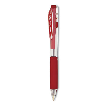 Wow! Gel Pen, Retractable, Medium 0.7 Mm, Red Ink, Clear/red Barrel, Dozen