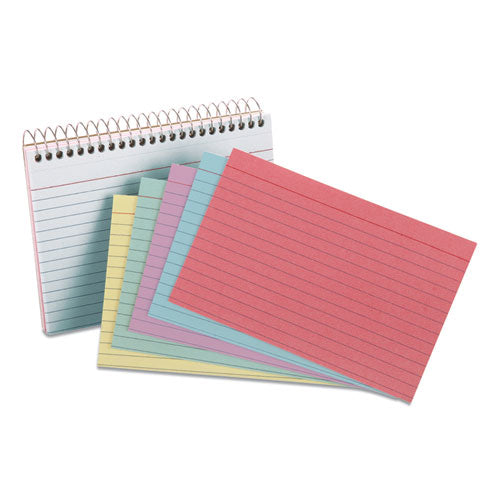 Spiral Index Cards, Ruled, 4 X 6, Assorted, 50/pack