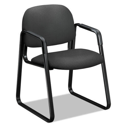 Solutions Seating 4000 Series Sled Base Guest Chair, Fabric Upholstery, 23.5" X 26" X 33", Iron Ore Seat/back, Black Base