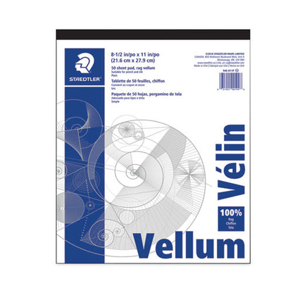 Mars Translucent Vellum Art And Drafting Paper, 16 Lb Bristol Weight, 8.5 X 11, 50/pad