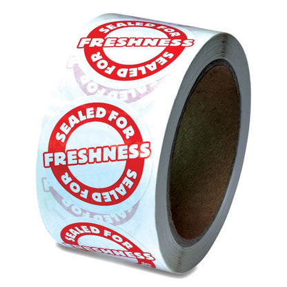 Tamper Seal Label, 2" Dia, Red/white, 500/roll, 4 Rolls/carton