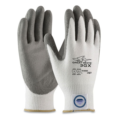Great White 3gx Seamless Knit Dyneema Diamond Blended Gloves, Medium, White/gray
