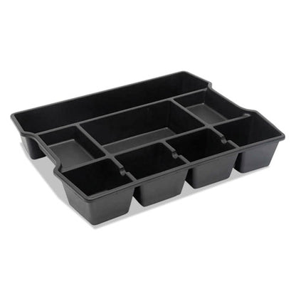 High Capacity Drawer Organizer, Eight Compartments, 14.88 X 11.88 X 2.5, Plastic, Black