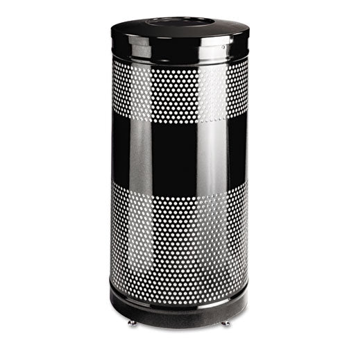 Classics Perforated Open Top Receptacle, 25 Gal, Steel, Black