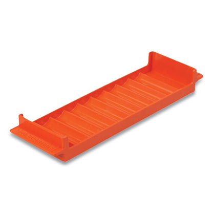 Stackable Plastic Coin Tray, Quarters, 10 Compartments, Denomination And Capacity Etched On Side, Stackable, Orange