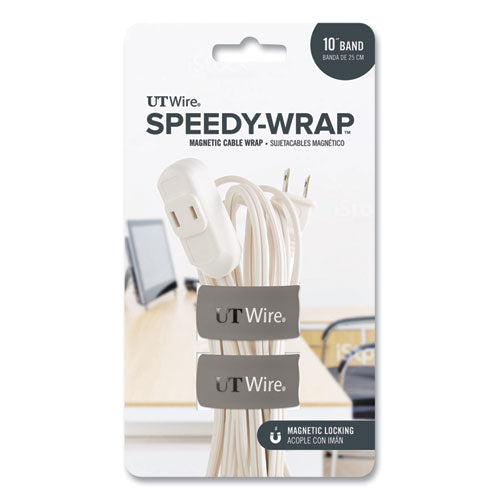 Speedy-wrap Magnetic Cable Wrap, 0.82" X 10", Gray, 2/pack