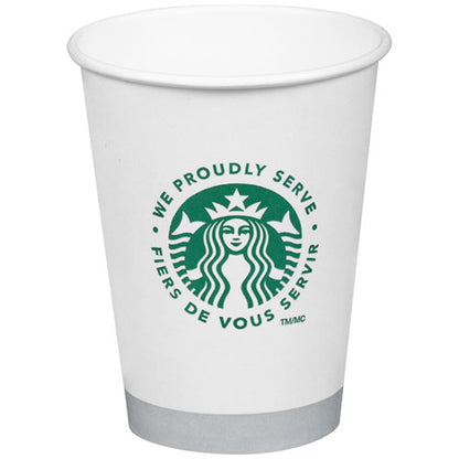 Hot Cups, 12 Oz, White With Green Starbucks Logo, 1,000/carton
