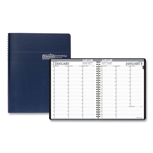 Recycled Professional Weekly Planner, 15-minute Appts, 11 X 8.5, Blue Wirebound Soft Cover, 12-month (jan To Dec): 2024