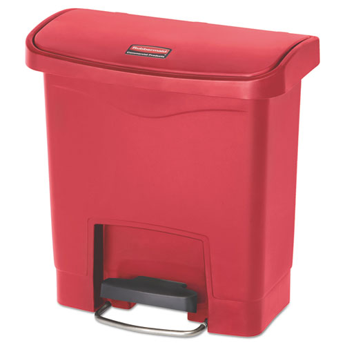 Streamline Resin Step-on Container, Front Step Style, 4 Gal, Polyethylene, Red