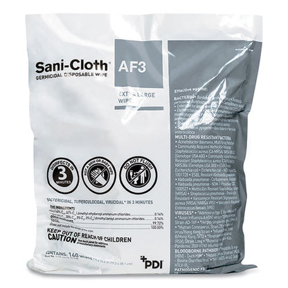 Sani-cloth Af3 Germicidal Disposable Wipe Refill, Extra-large, 1-ply, 7.5 X 15, Unscented, White, 160 Wipes/bag,2 Bags/carton