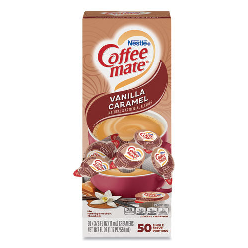 Liquid Coffee Creamer, Vanilla Caramel, 0.38 Oz Mini Cups, 50/box
