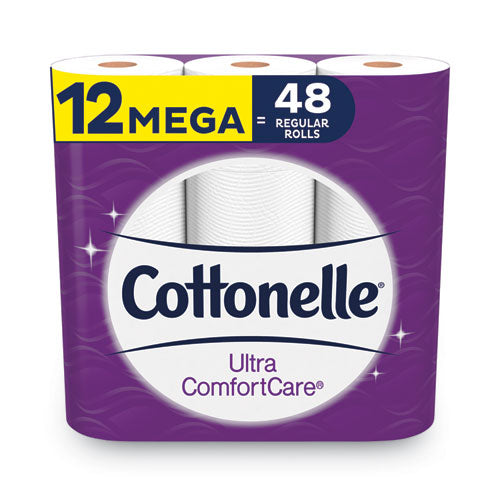 Ultra Comfortcare Toilet Paper, Soft Tissue, Mega Rolls, Septic Safe, 2 Ply, White, 284 Sheets/roll, 12 Rolls/pack