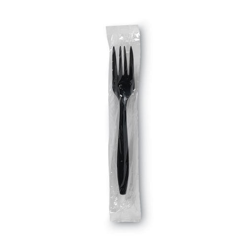 Individually Wrapped Heavyweight Forks, Polypropylene, Black, 1,000/carton