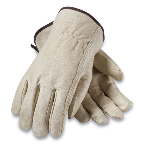 Top-grain Pigskin Leather Drivers Gloves, Economy Grade, Medium, Gray