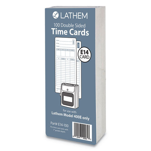 Time Clock Cards For Lathem Time 400e, Two Sides, 3 X 7, 100/pack