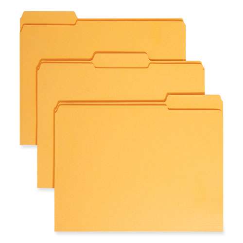 Reinforced Top Tab Colored File Folders, 1/3-cut Tabs: Assorted, Letter Size, 0.75" Expansion, Goldenrod, 100/box