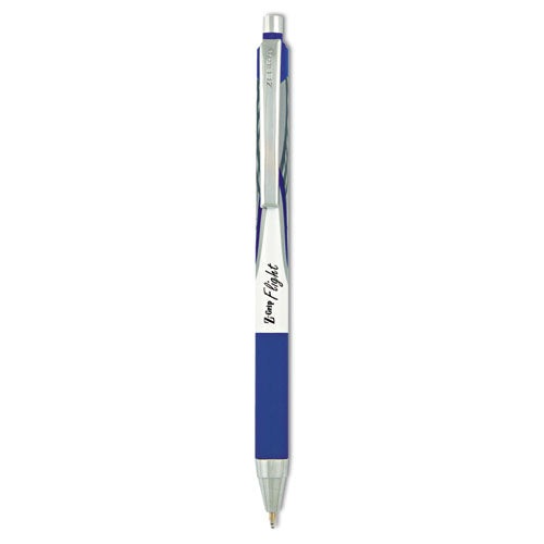 Z-grip Flight Ballpoint Pen, Retractable, Bold 1.2 Mm, Blue Ink, Black/blue/white Barrel, 12/pack